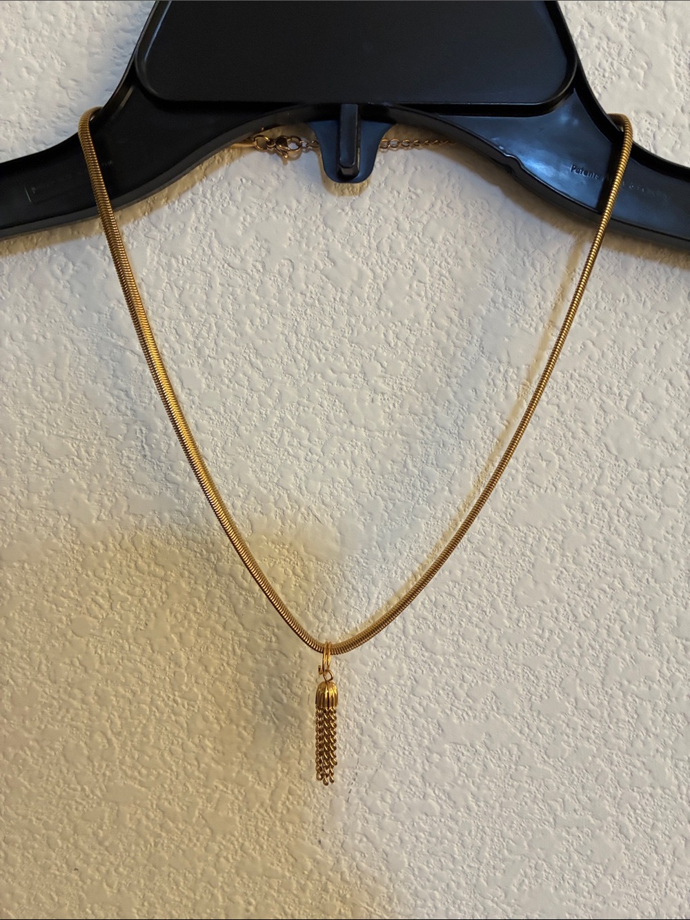 18K gold plated thick chain with Tassel Pendant Necklace